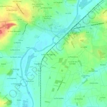 Mapa topográfico Bois du Breil, altitud, relieve