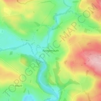 Mapa topográfico Redesmouth, altitud, relieve