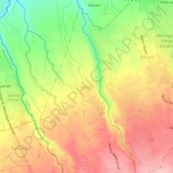 Mapa topográfico Batas, altitud, relieve