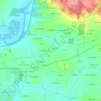 Mapa topográfico Le Génandre, altitud, relieve