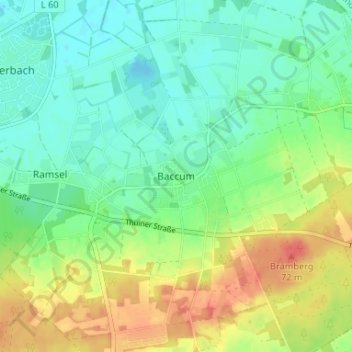 Mapa topográfico Baccum, altitud, relieve