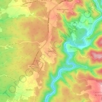 Mapa topográfico Maçoida, altitud, relieve