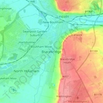 Mapa topográfico Bracebridge, altitud, relieve