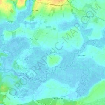 Mapa topográfico Ilaude, altitud, relieve