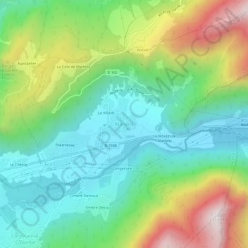 Mapa topográfico Marlens, altitud, relieve