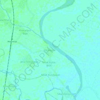 Mapa topográfico Hirdaypur, altitud, relieve