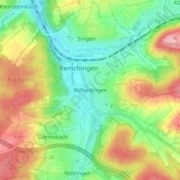 Mapa topográfico Wilferdingen, altitud, relieve