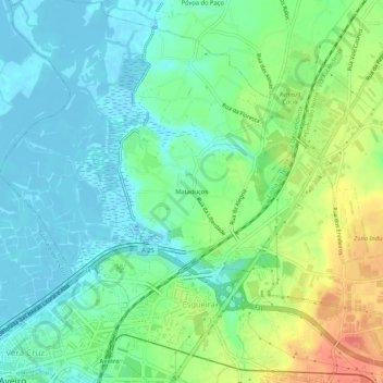 Mapa topográfico Mataduços, altitud, relieve