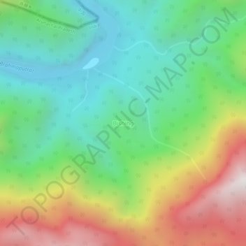 Mapa topográfico Bishing, altitud, relieve