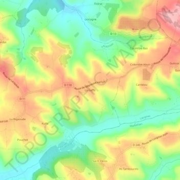 Mapa topográfico La Gaffe, altitud, relieve