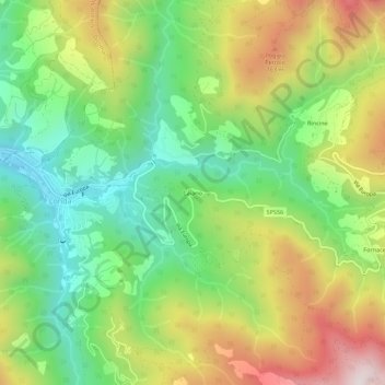 Mapa topográfico Caiano, altitud, relieve