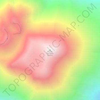 Mapa topográfico Volcán San Pedro, altitud, relieve
