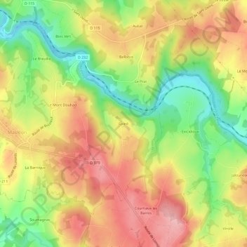 Mapa topográfico Epied, altitud, relieve