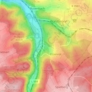 Mapa topográfico Neurod, altitud, relieve