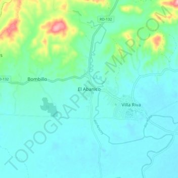 Mapa topográfico El Abanico, altitud, relieve