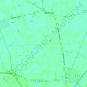 Mapa topográfico Fishtoft Drove, altitud, relieve