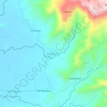 Mapa topográfico Maligaya, altitud, relieve