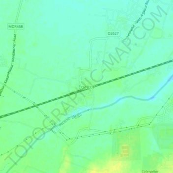 Mapa topográfico Egattur, altitud, relieve