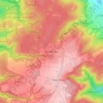Mapa topográfico Großhau, altitud, relieve