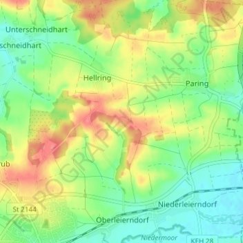 Mapa topográfico Böhmhartsberg, altitud, relieve