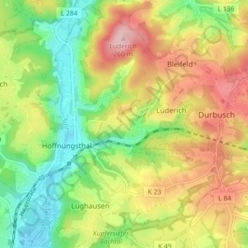 Mapa topográfico Hove, altitud, relieve
