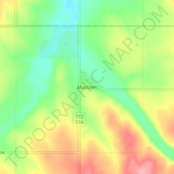 Mapa topográfico Madden, altitud, relieve