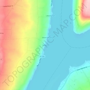 Mapa topográfico Catawba, altitud, relieve
