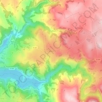 Mapa topográfico Touluch, altitud, relieve