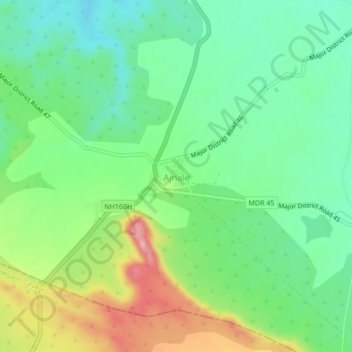 Mapa topográfico Ajnale, altitud, relieve