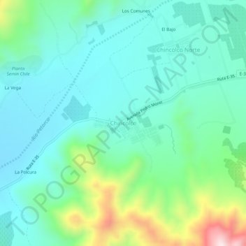 Mapa topográfico Chincolco, altitud, relieve