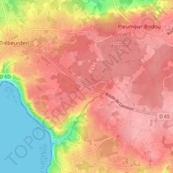 Mapa topográfico Croas Golou, altitud, relieve