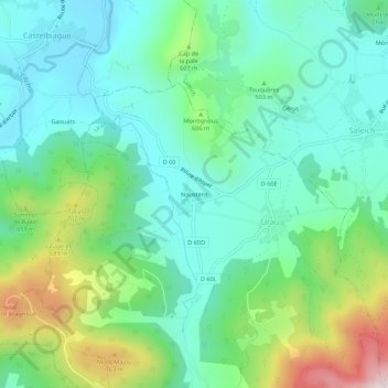 Mapa topográfico Noustens, altitud, relieve