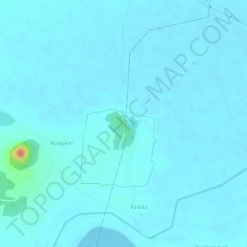 Mapa topográfico Jaugada, altitud, relieve