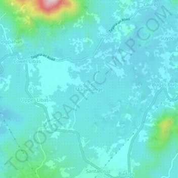 Mapa topográfico Magupange, altitud, relieve