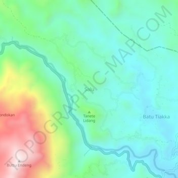 Mapa topográfico Salu, altitud, relieve
