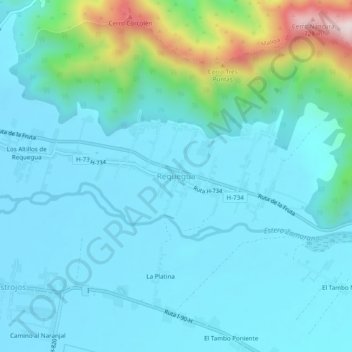 Mapa topográfico Requegua, altitud, relieve