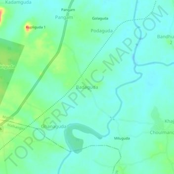 Mapa topográfico Badaguda, altitud, relieve