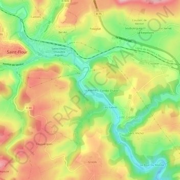 Mapa topográfico La Valette, altitud, relieve