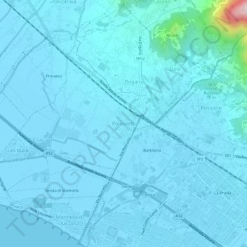 Mapa topográfico Portonetti, altitud, relieve