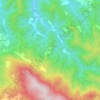 Mapa topográfico Montepulico, altitud, relieve
