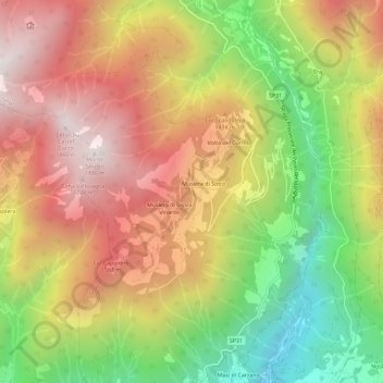 Mapa topográfico Musiera, altitud, relieve
