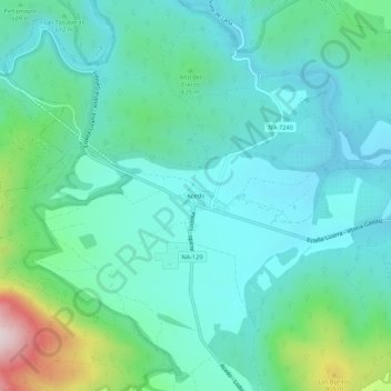 Mapa topográfico Acedo, altitud, relieve