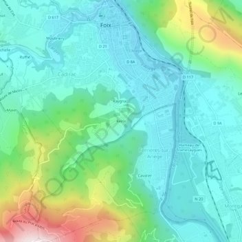 Mapa topográfico Reins, altitud, relieve
