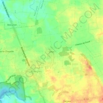 Mapa topográfico Gélasse, altitud, relieve