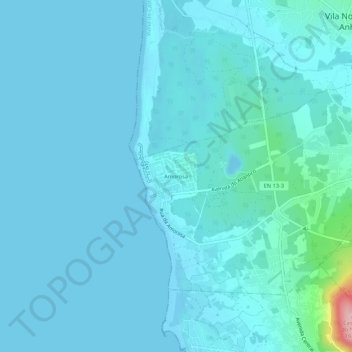 Mapa topográfico Amorosa, altitud, relieve