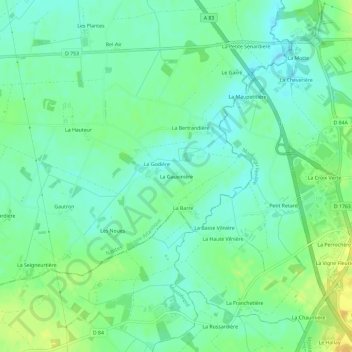 Mapa topográfico La Gauvinière, altitud, relieve