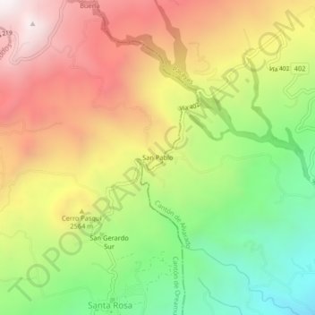 Mapa topográfico San Pablo, altitud, relieve