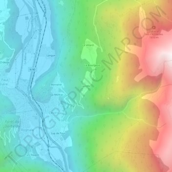 Mapa topográfico La Ville, altitud, relieve