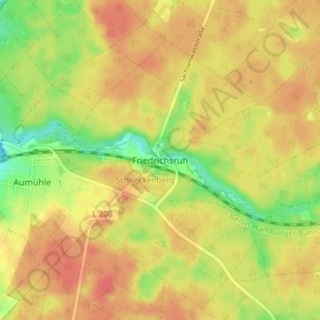 Mapa topográfico Friedrichsruh, altitud, relieve