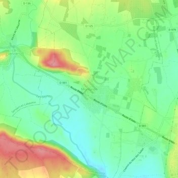 Mapa topográfico Montaren, altitud, relieve